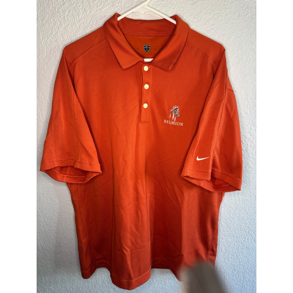 Textured Nike Golf Polo Shirt Mens Large Orange Excellent